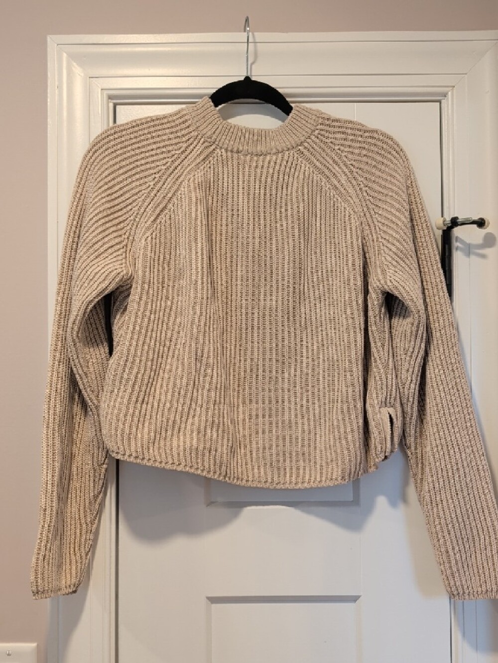 Beige Ribbed Crewneck Sweater - Women's - Picture 2 of 4
